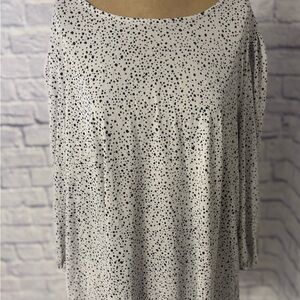 Adrianna Papell Black and White Speckled Blouse